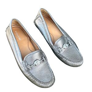 Coach Arlene Turnlock Driver‎ Moccasins Women's Size 8 Metallic Gray Loafers